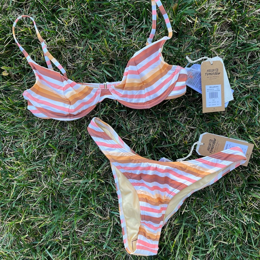 BILLABONG ray of gold bikini set💖🤎🧡💛